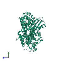 PDB entry 4n4x coloured by chain, side view.