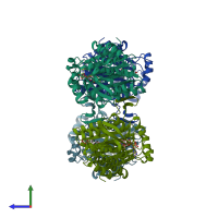 PDB entry 4n54 coloured by chain, side view.