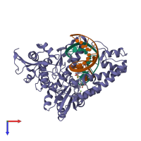 PDB entry 4n56 coloured by chain, top view.