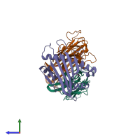 PDB entry 4n5e coloured by chain, side view.