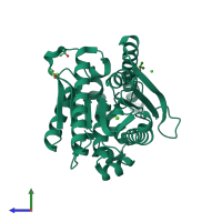 PDB entry 4n5h coloured by chain, side view.