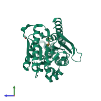 PDB entry 4n5i coloured by chain, side view.