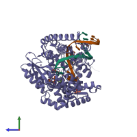 PDB entry 4n5s coloured by chain, side view.