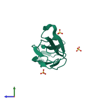 PDB entry 4n68 coloured by chain, side view.