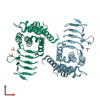 PDB entry 4n69 coloured by chain, front view.