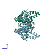 PDB entry 4n69 coloured by chain, side view.