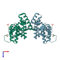 PDB entry 4n69 coloured by chain, top view.