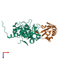 PDB entry 4n6e coloured by chain, top view.