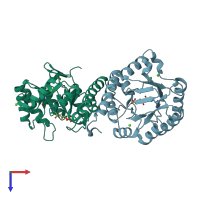 PDB entry 4n6f coloured by chain, top view.