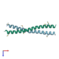 PDB entry 4n6j coloured by chain, top view.