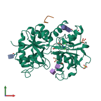 PDB entry 4n6p coloured by chain, front view.