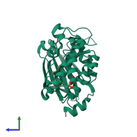 PDB entry 4n6y coloured by chain, side view.
