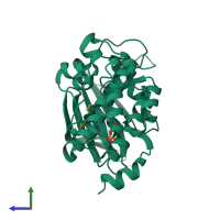 PDB entry 4n70 coloured by chain, side view.