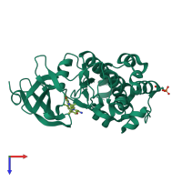 PDB entry 4n70 coloured by chain, top view.