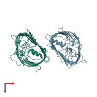 PDB entry 4n75 coloured by chain, top view.