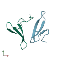 PDB entry 4n7f coloured by chain, front view.