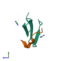 PDB entry 4n7h coloured by chain, side view.