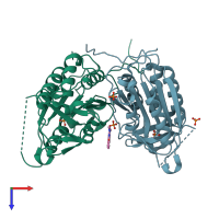 PDB entry 4n7j coloured by chain, top view.