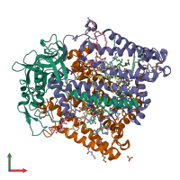 PDB entry 4n7l coloured by chain, front view.