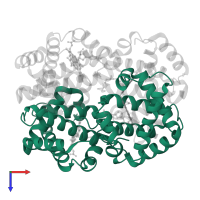 Hemoglobin subunit alpha in PDB entry 4n7n, assembly 1, top view.