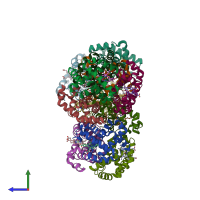 PDB entry 4n7o coloured by chain, side view.