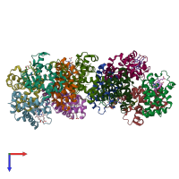 PDB entry 4n7p coloured by chain, top view.