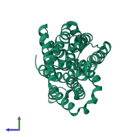 PDB entry 4n7x coloured by chain, side view.