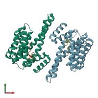 PDB entry 4n7y coloured by chain, front view.