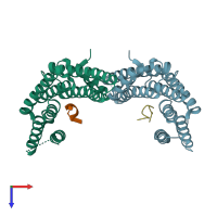 PDB entry 4n84 coloured by chain, top view.