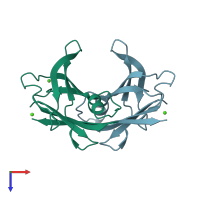 PDB entry 4n85 coloured by chain, top view.