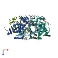 PDB entry 4n8f coloured by chain, top view.