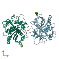 PDB entry 4n8s coloured by chain, front view.