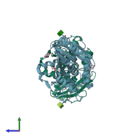 PDB entry 4n8s coloured by chain, side view.