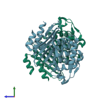 PDB entry 4n92 coloured by chain, side view.