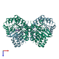 PDB entry 4n9b coloured by chain, top view.