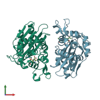 PDB entry 4n9l coloured by chain, front view.