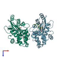 PDB entry 4n9l coloured by chain, top view.