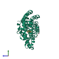 PDB entry 4n9u coloured by chain, side view.