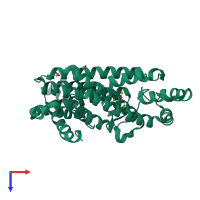 PDB entry 4n9u coloured by chain, top view.
