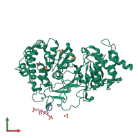 PDB entry 4n9y coloured by chain, front view.