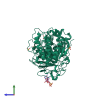 PDB entry 4n9y coloured by chain, side view.