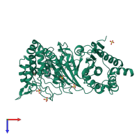 PDB entry 4n9y coloured by chain, top view.