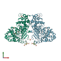 PDB entry 4n9z coloured by chain, front view.