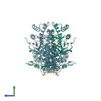 PDB entry 4n9z coloured by chain, side view.