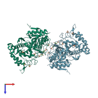 PDB entry 4n9z coloured by chain, top view.