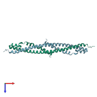 PDB entry 4nad coloured by chain, top view.