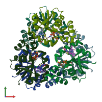 PDB entry 4nah coloured by chain, front view.