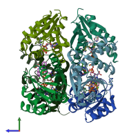 PDB entry 4nah coloured by chain, side view.