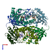PDB entry 4nah coloured by chain, top view.