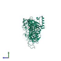 PDB entry 4nam coloured by chain, side view.